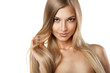 © julenochek - Woman with long straight blond hairs isolated
