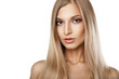 © julenochek - Woman with long straight blond hairs isolated