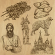 Traveling RUSSIA (set no.4) - Set of hand drawn illustrations.