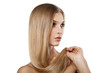 © julenochek - Woman with long straight blond hairs isolated