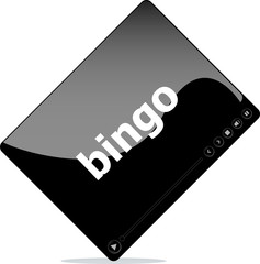 Video movie media player with bingo on it