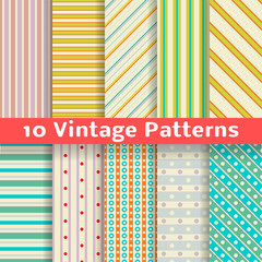 Wall Mural - different vintage stripe vector seamless patterns (tiling).