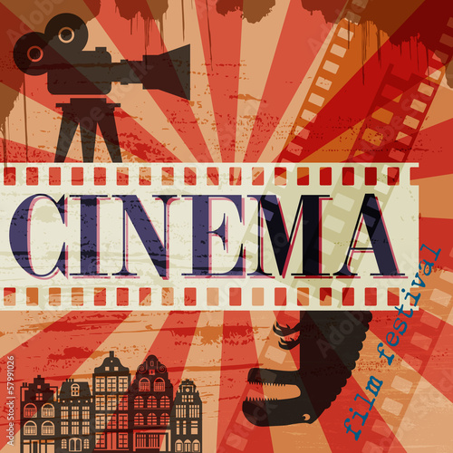 Fototapeta dla dzieci Retro cinema poster, vector