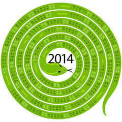 Wall Mural - 2014 calendar spiral-shaped snake