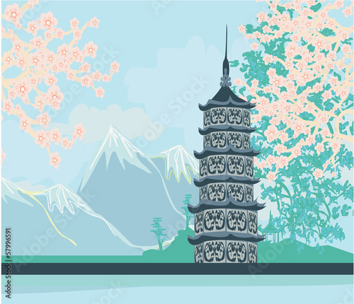 Naklejka samoprzylepna Piękny krajobraz w Japonii