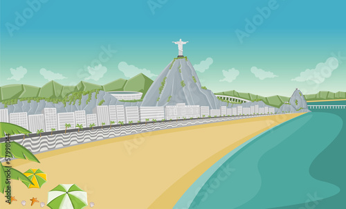 Fotoboard na płycie Plaża copacabana, Rio de Janeiro, Brazylia.