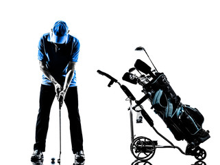 Wall Mural - man golfer golfing golf bag silhouette