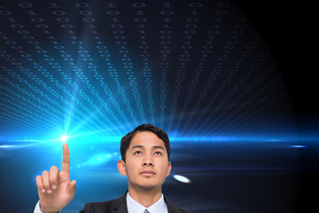 Poster - Composite image of stern asian businessman pointing