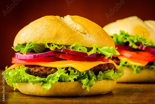 Naklejka samoprzylepna Szczegół zbliżenie cheeseburger