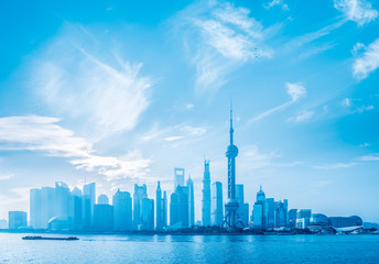 Poster - blue shanghai skyline