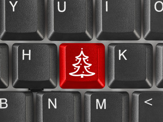 Wall Mural - Computer keyboard with Christmas tree key