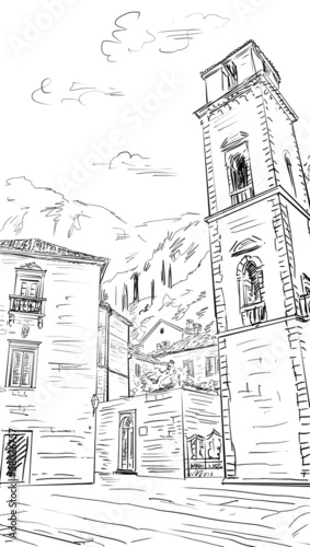 Board z aluminiowym obramowaniem Ulica w roma - szkic ilustracji