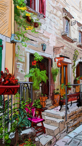 Board z aluminiowym obramowaniem Ulica w roma - ilustracja