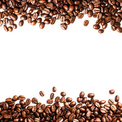 Poster - Roasted Coffee Bean background isolated on white background. Clo