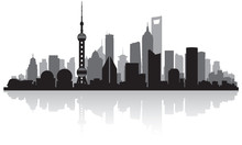Shanghai China City Skyline Silhouette