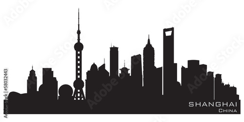 Photo Shanghai China city skyline vector silhouette