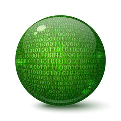 Digital green globe on a white background