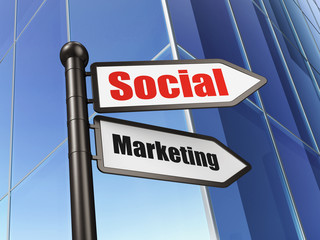 Advertising concept: sign Social Marketing on Building