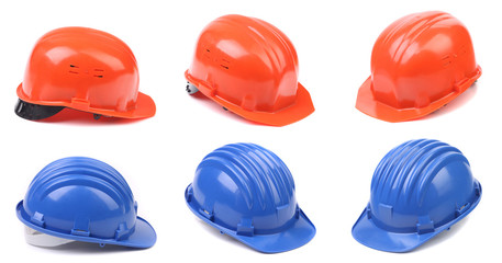 Wall Mural - Six blue and red hard hats