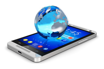 Poster - Earth globe on smartphone