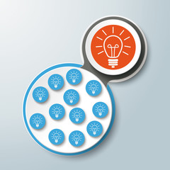 Canvas Print - Infographic Design Connected Bulbs Blue Orange PiAd