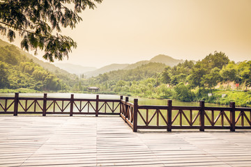 Wall Mural - platform beside lake in park,china