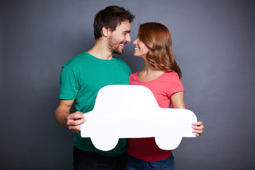 Poster - Couple with paper car