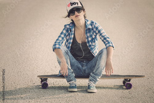 Obraz w ramie Skater Girl