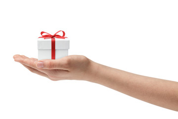 female teen hand holding present