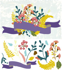 Wall Mural - Retro flowers, Cute floral bouquet