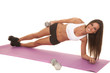 © Poulsons Photography - Woman white top fitness side plank weight