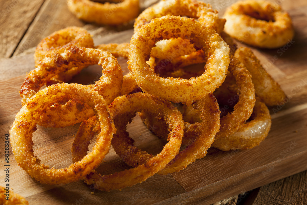 Homemade Crunchy Fried Onion Rings - obrazy, fototapety, plakaty 
