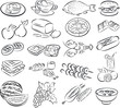 Vector illustration of food collection