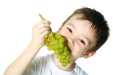 Boy with grapes