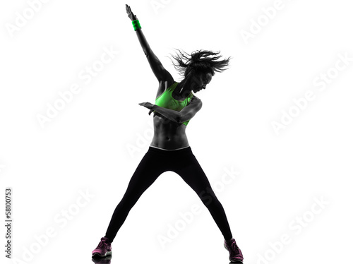 Plakat na papierze fotorealistycznym Kobieta wykonując fitness sylwetka taniec zumba