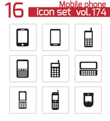 Wall Mural - vector black mobile phone icons set