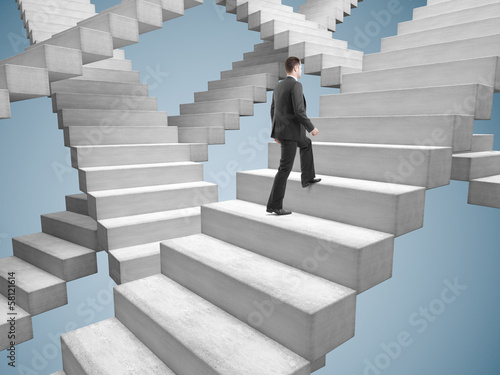 Naklejka na drzwi businessman climbing stairs