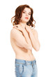 © Piotr Marcinski - Sexy fit topless woman in blue jeans.