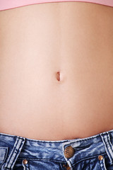 Poster - Slim fit female's belly. Closeup.