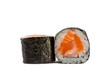 sushi roll in nori with salmon isolated on white background