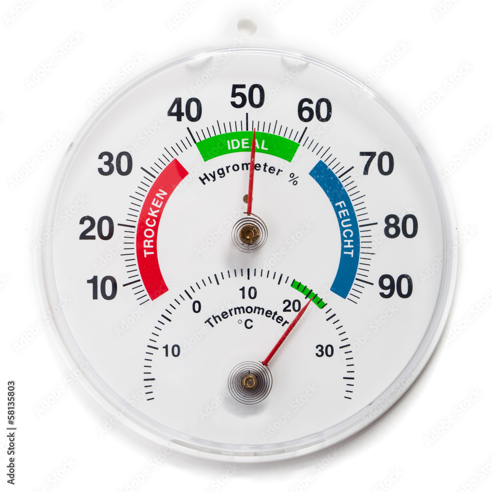 Analoges Hygrometer und Thermometer - obrazy, fototapety, plakaty 