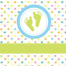 Baby Boy Greeting Card & Footprints Vector