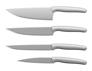 Sticker - set of kitchen knives isolated on white background