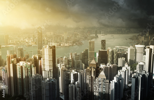 Naklejka samoprzylepna Hongkong wyspa od szczytu Wiktorii