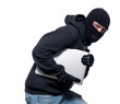 Thief stealing a laptop computer