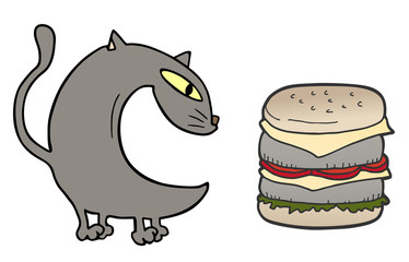 Poster - Cat and burger