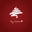 Simple Christmas tree, blob, icon, white on red, sketch, card