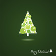 Simple Christmas tree, triangle, shades of green, card