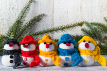 Snowmen Board Wooden Christmas Winter Plush Team Family