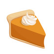 Pumpkin pie slice. Vector illustration.